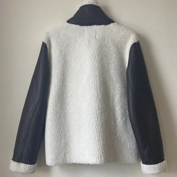 UNREAL FUR Symbiosis Aviator Jacket Faux Leather / Sherpa Fur Size S - Picture 11 of 16